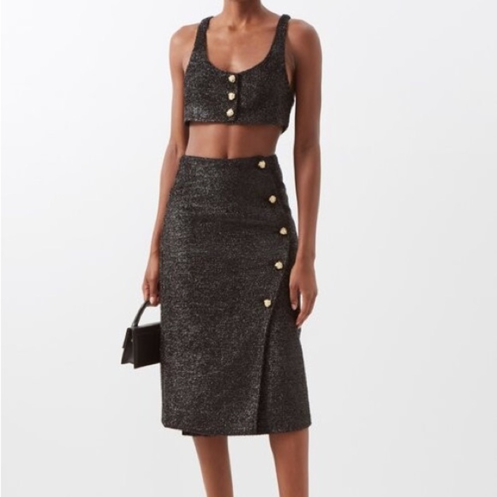 NWT Ganni 2 piece set - black metallic